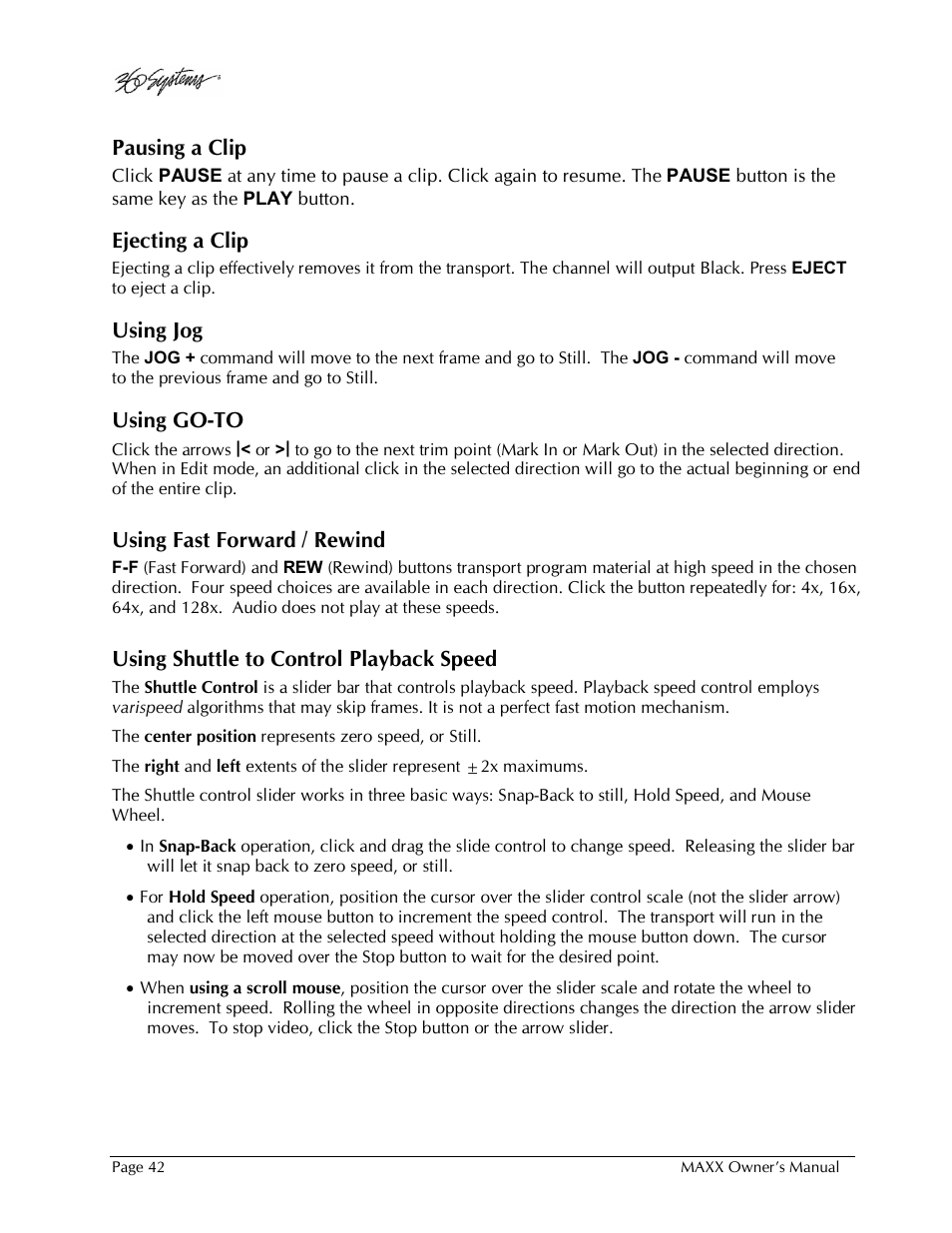 360 Systems MAXX-1000SD User Manual | Page 42 / 143