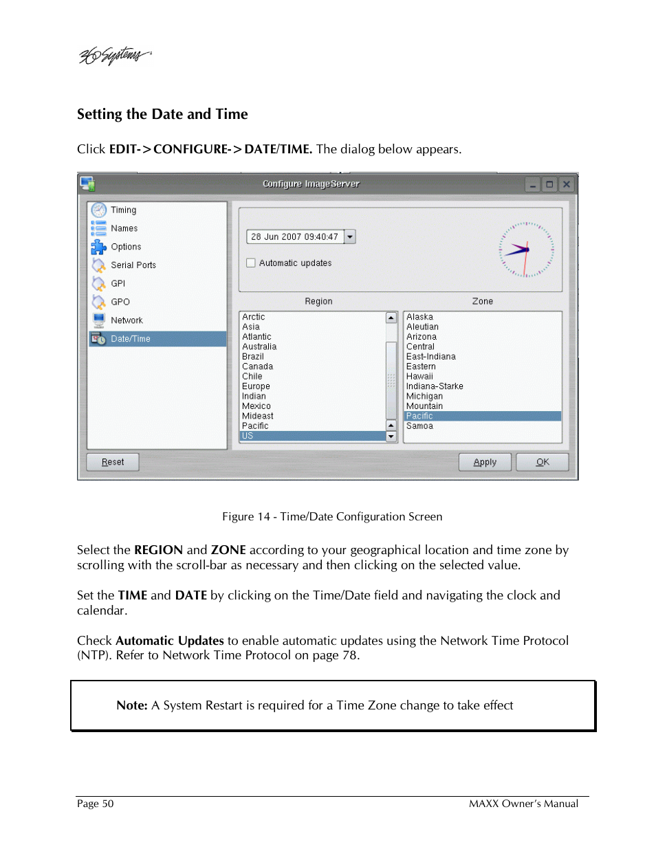 Setting the date and time | 360 Systems MAXX-1000SD User Manual | Page 50 / 143