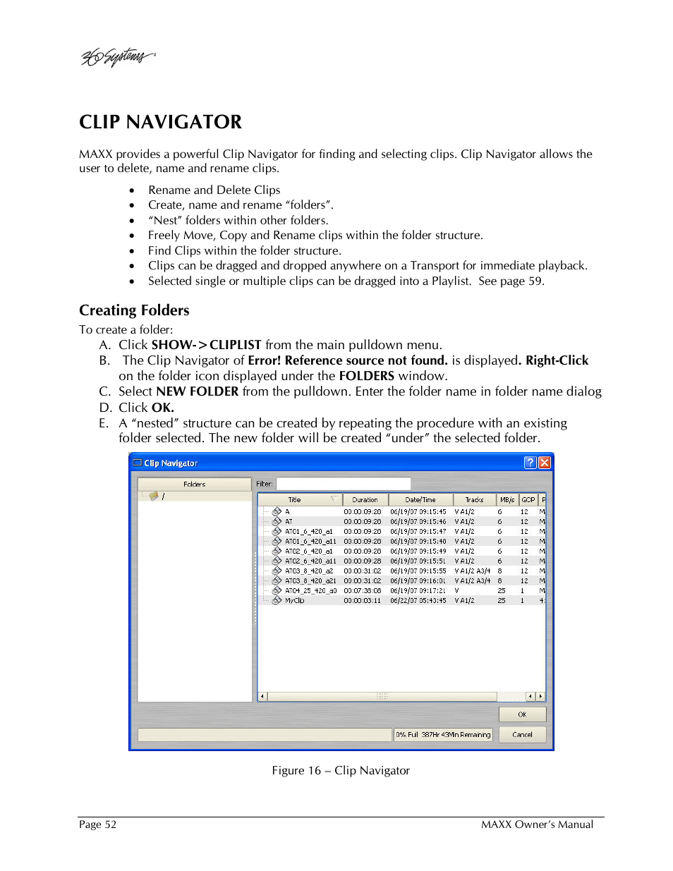 Clip navigator | 360 Systems MAXX-1000SD User Manual | Page 52 / 143