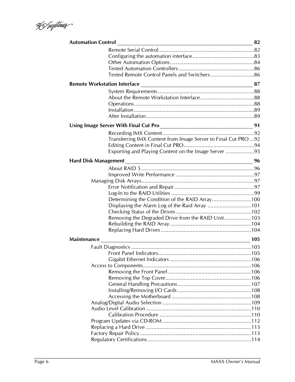 360 Systems MAXX-1000SD User Manual | Page 6 / 143