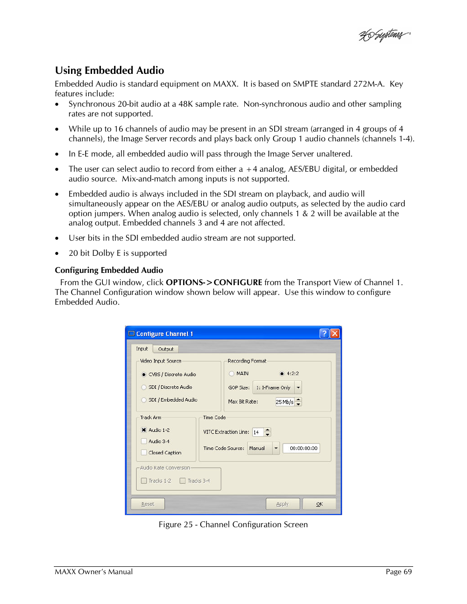 Using embedded audio | 360 Systems MAXX-1000SD User Manual | Page 69 / 143