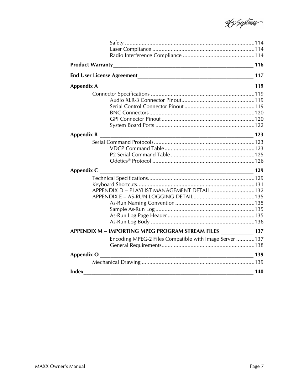 360 Systems MAXX-1000SD User Manual | Page 7 / 143