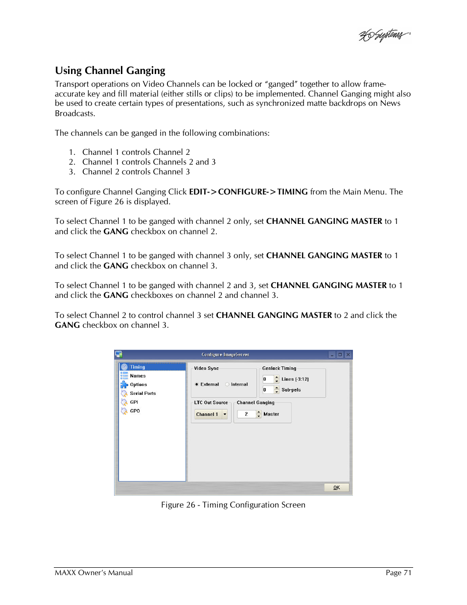 Using channel ganging | 360 Systems MAXX-1000SD User Manual | Page 71 / 143