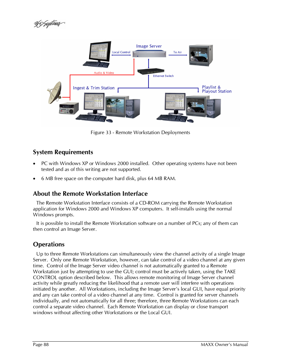 System requirements, About the remote workstation interface, Operations | 360 Systems MAXX-1000SD User Manual | Page 88 / 143