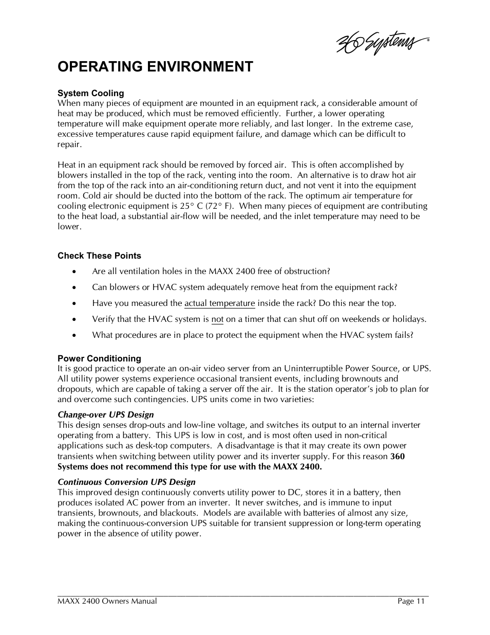 Operating environment | 360 Systems MAXX-2400SD User Manual | Page 11 / 146