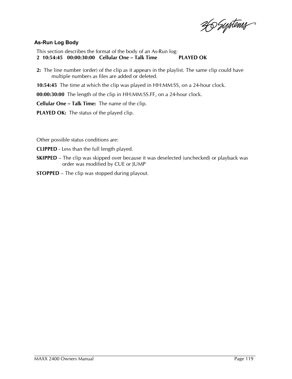 360 Systems MAXX-2400SD User Manual | Page 119 / 146