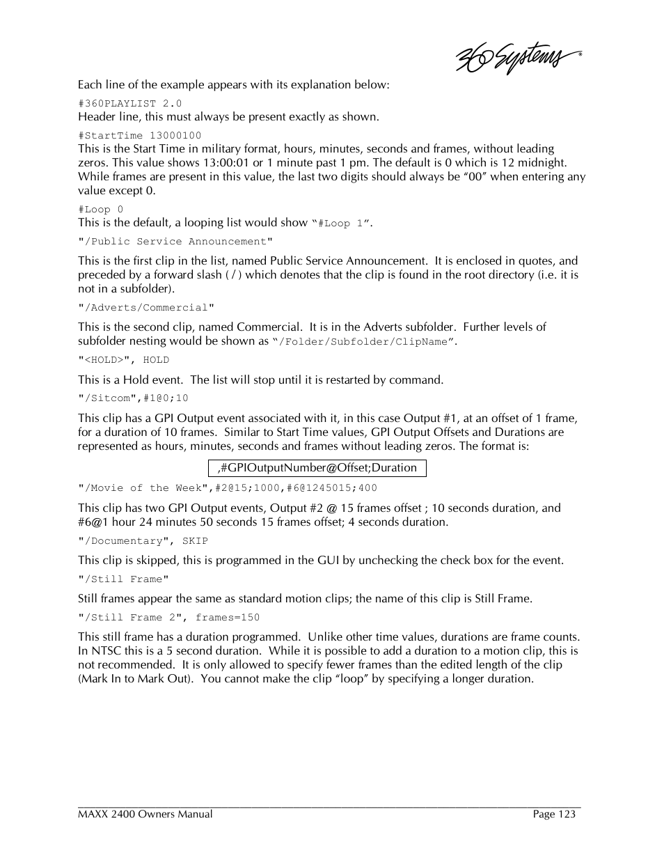 360 Systems MAXX-2400SD User Manual | Page 123 / 146