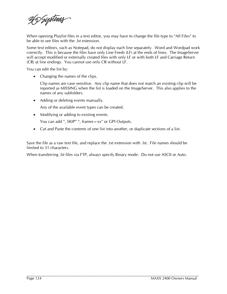 360 Systems MAXX-2400SD User Manual | Page 124 / 146
