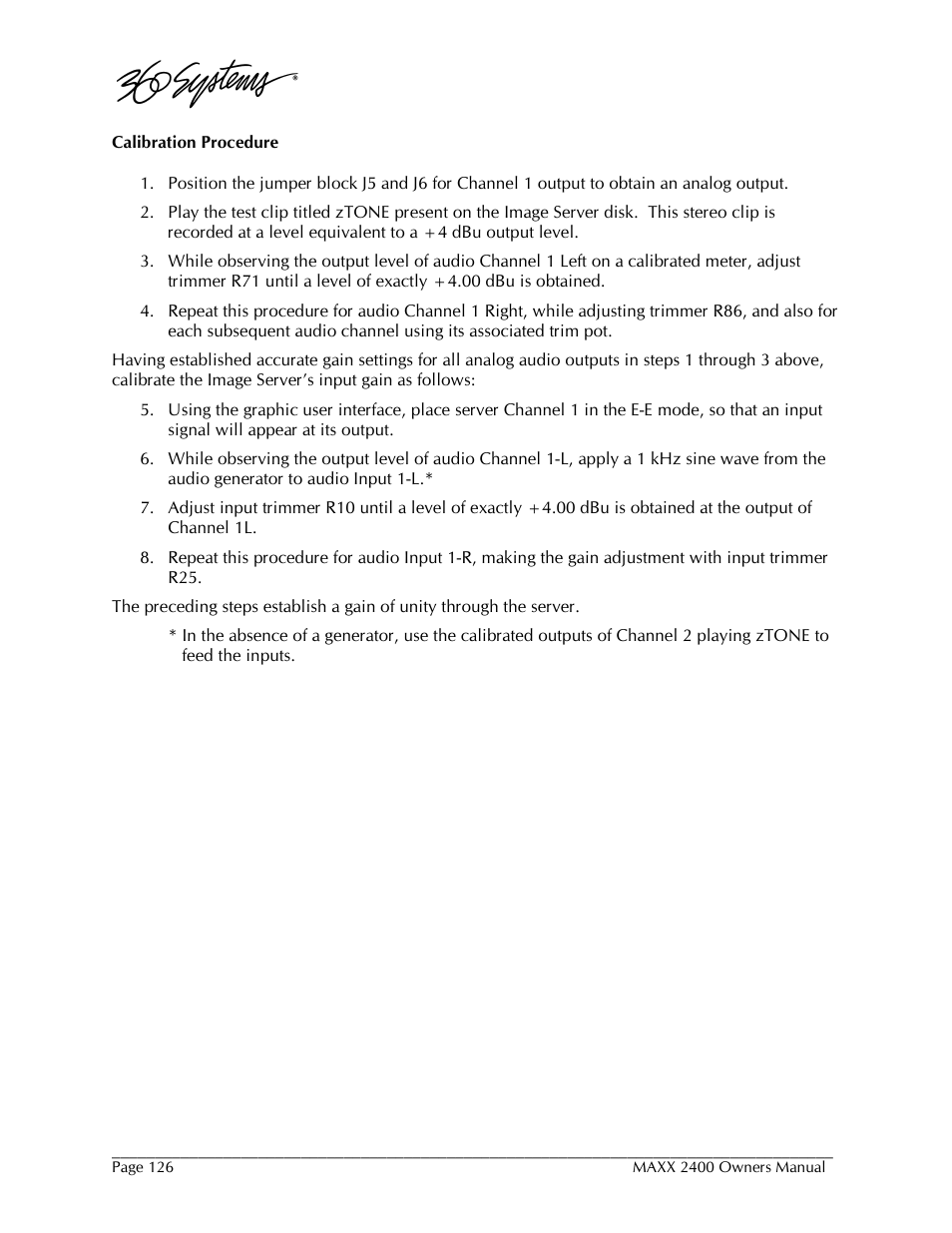 360 Systems MAXX-2400SD User Manual | Page 126 / 146