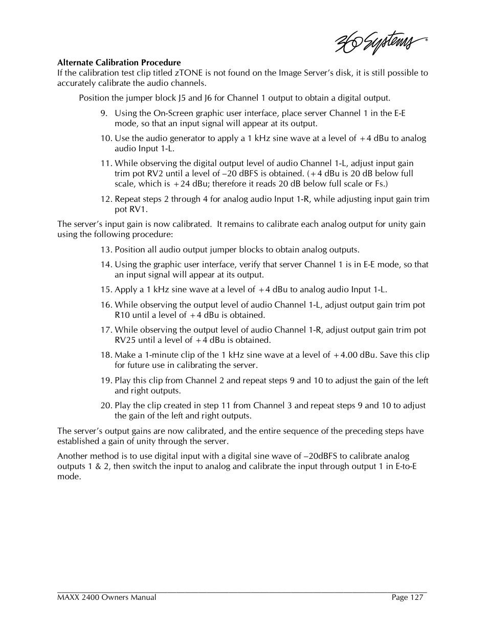 360 Systems MAXX-2400SD User Manual | Page 127 / 146