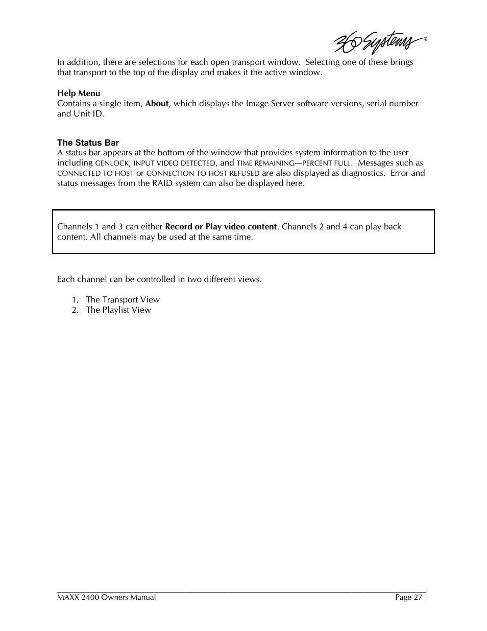 360 Systems MAXX-2400SD User Manual | Page 27 / 146