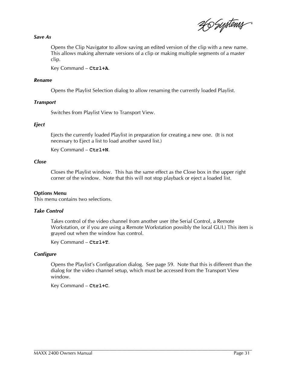 360 Systems MAXX-2400SD User Manual | Page 31 / 146