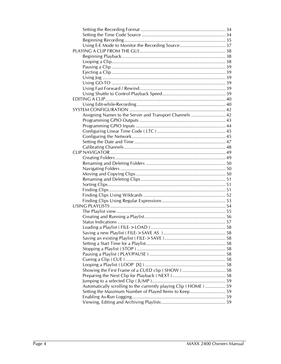 360 Systems MAXX-2400SD User Manual | Page 4 / 146