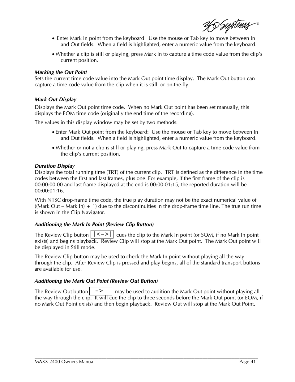 360 Systems MAXX-2400SD User Manual | Page 41 / 146