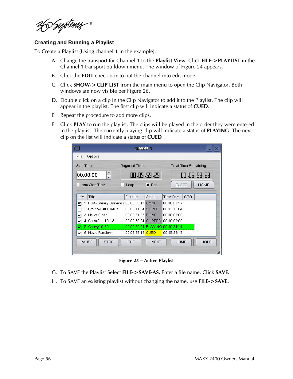 360 Systems MAXX-2400SD User Manual | Page 56 / 146