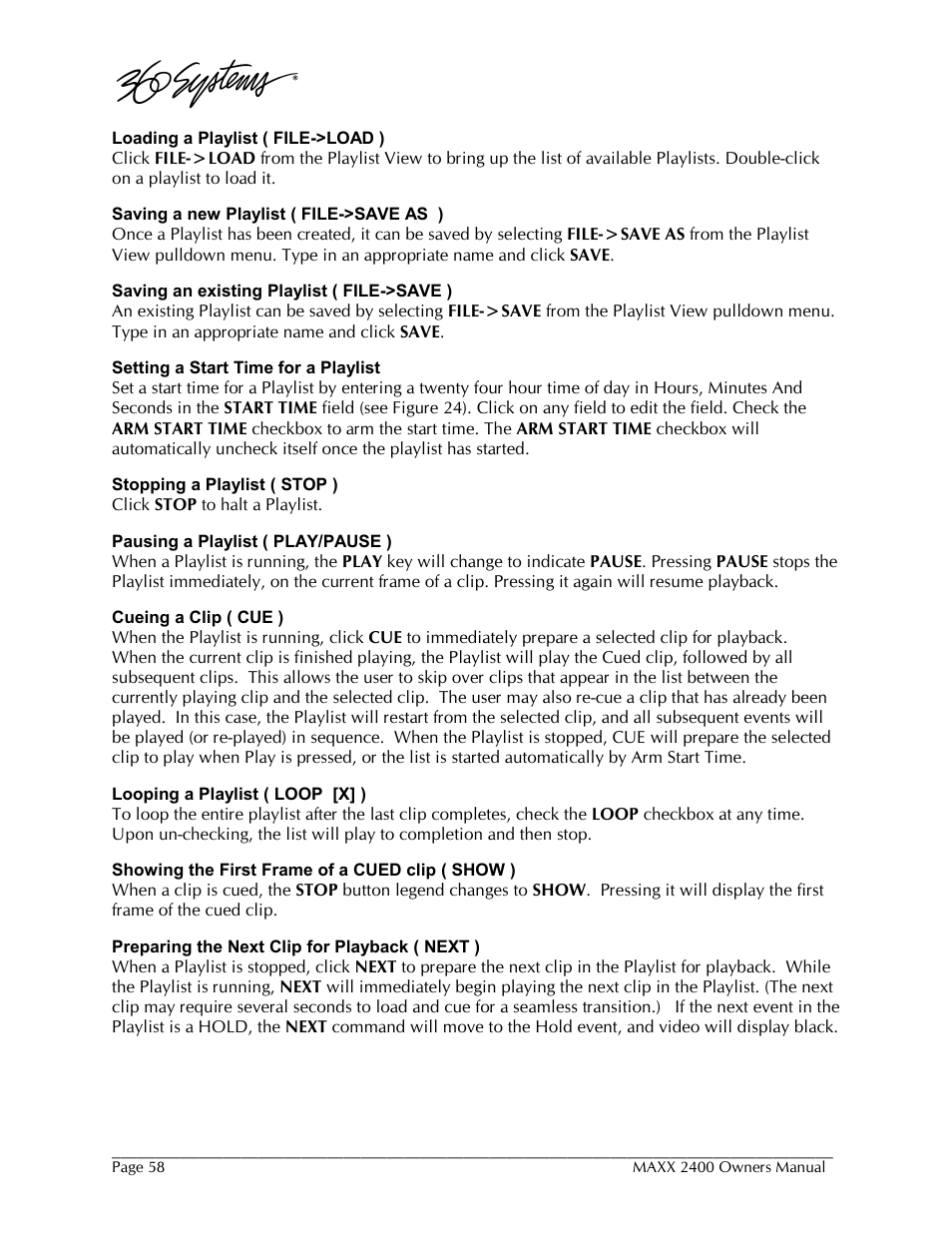 360 Systems MAXX-2400SD User Manual | Page 58 / 146