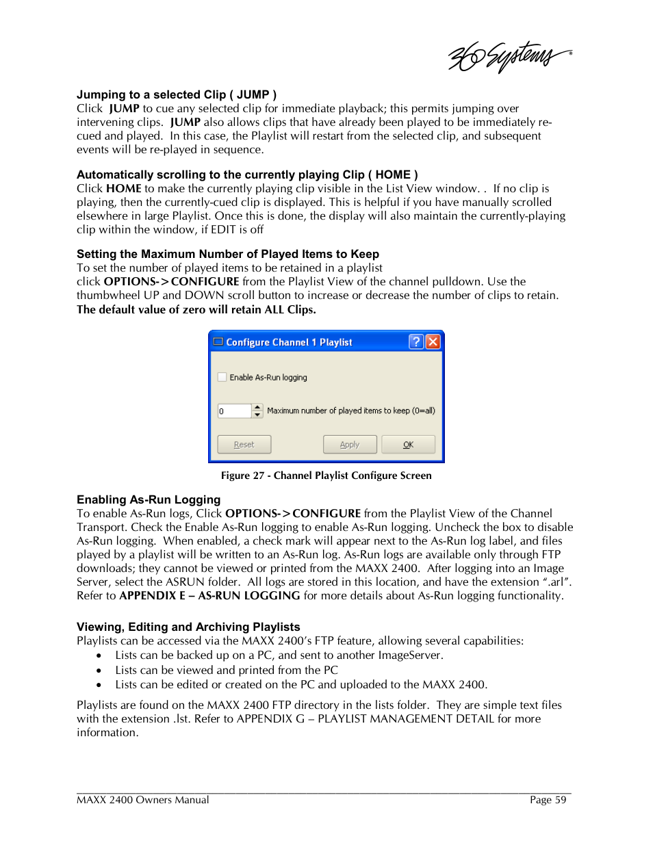 360 Systems MAXX-2400SD User Manual | Page 59 / 146