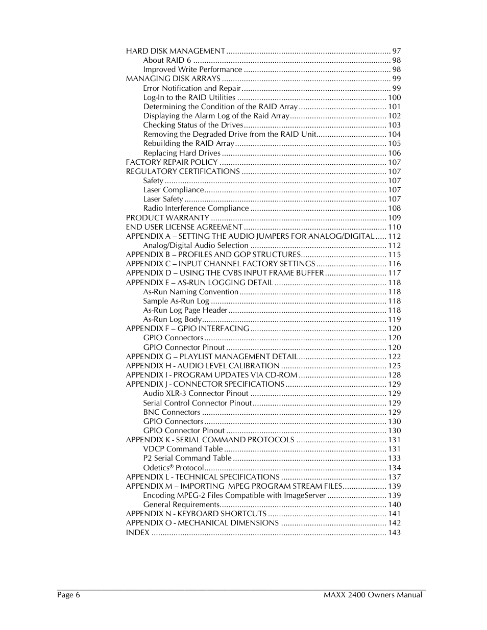 360 Systems MAXX-2400SD User Manual | Page 6 / 146