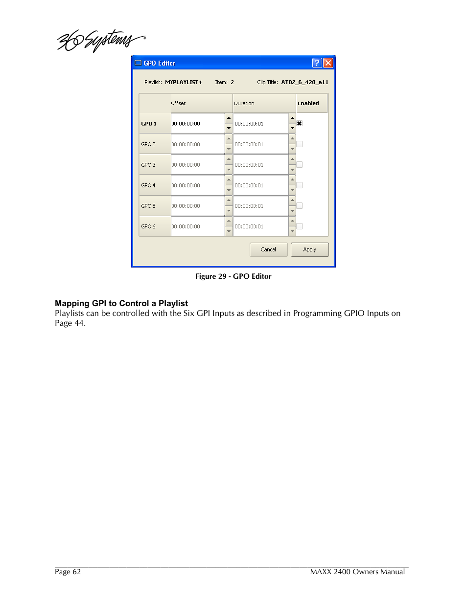 360 Systems MAXX-2400SD User Manual | Page 62 / 146