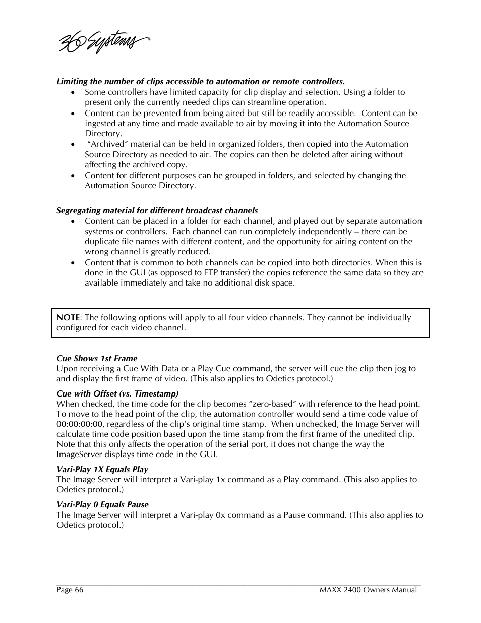 360 Systems MAXX-2400SD User Manual | Page 66 / 146