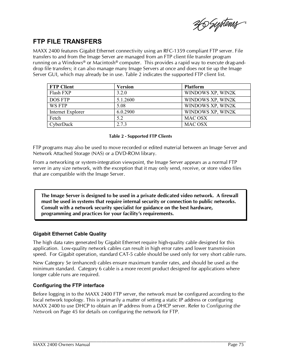 Ftp file transfers | 360 Systems MAXX-2400SD User Manual | Page 75 / 146