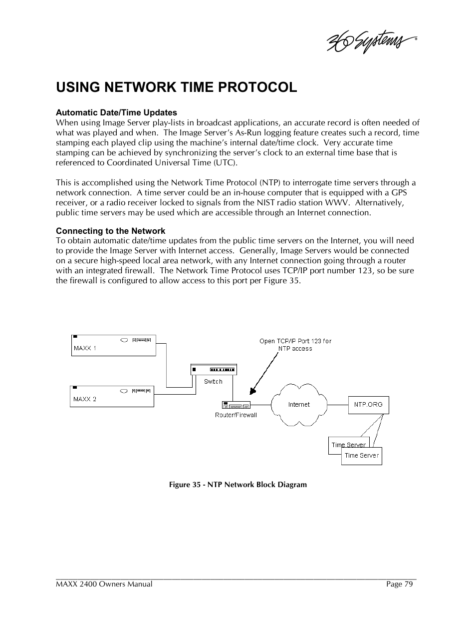 Using network time protocol | 360 Systems MAXX-2400SD User Manual | Page 79 / 146