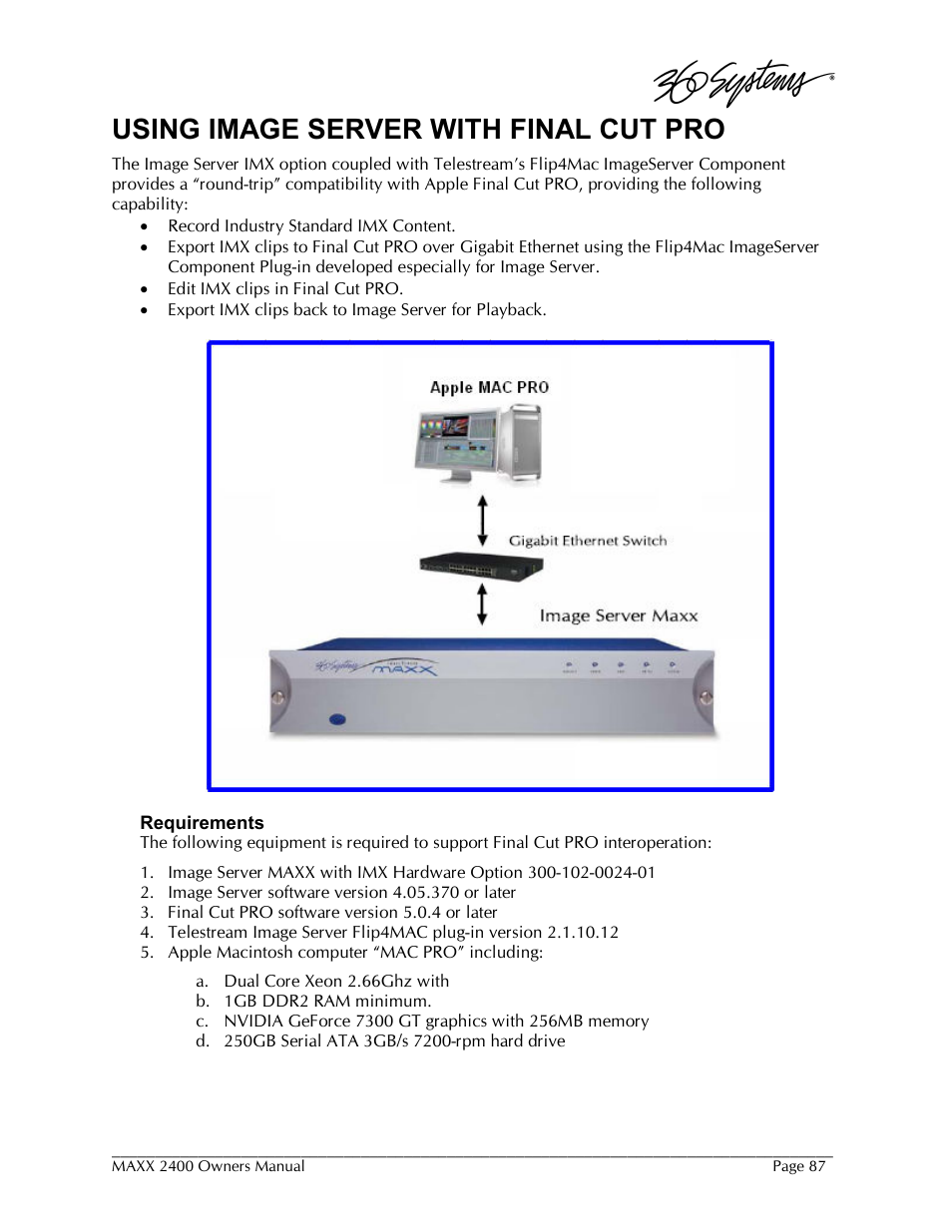 Using image server with final cut pro | 360 Systems MAXX-2400SD User Manual | Page 87 / 146