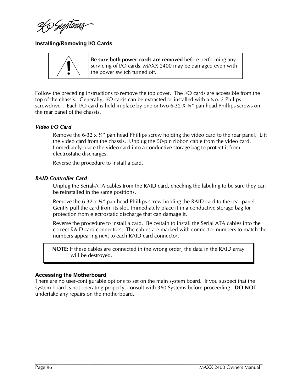 360 Systems MAXX-2400SD User Manual | Page 96 / 146