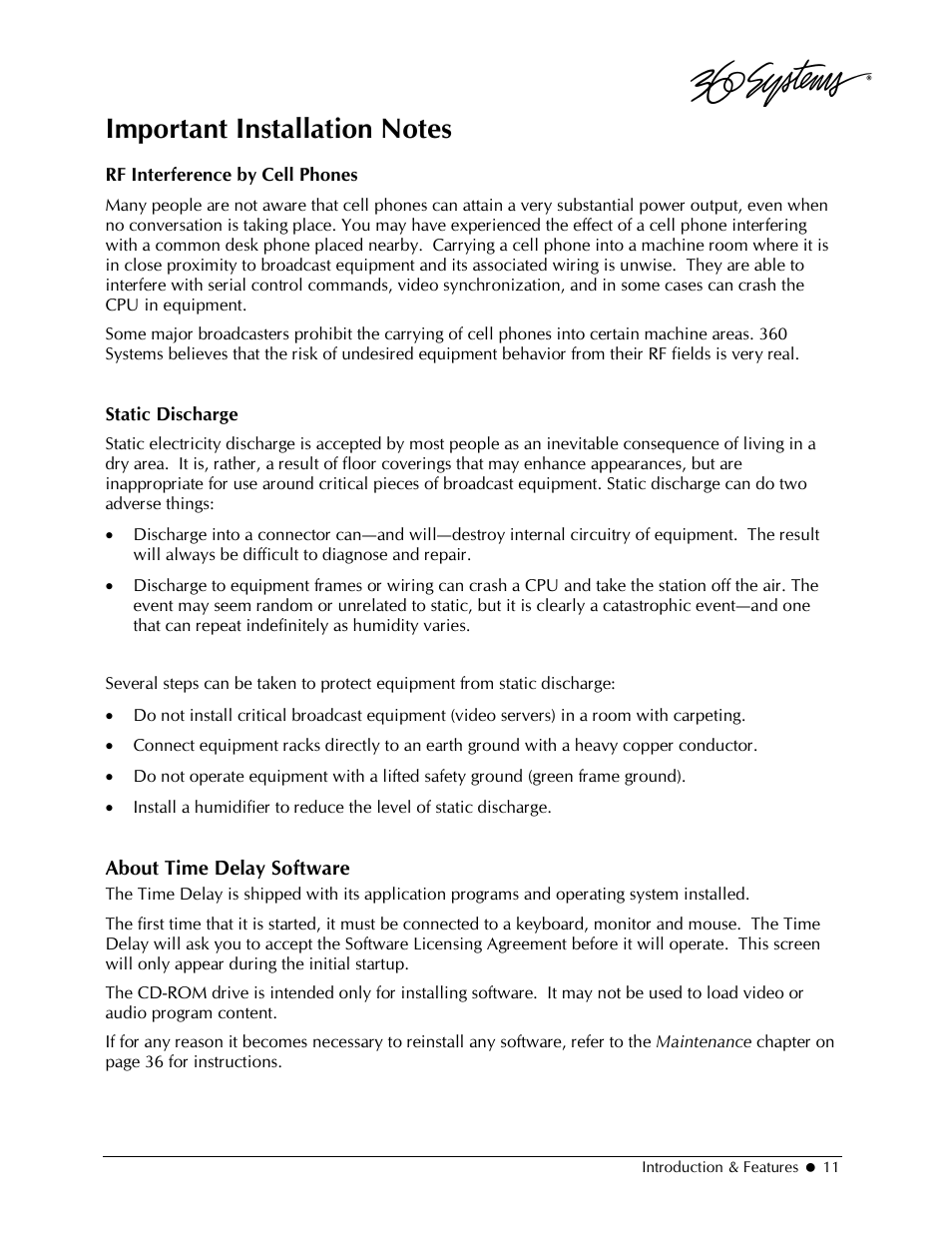 360 Systems 2470SD Time Delay User Manual | Page 11 / 53