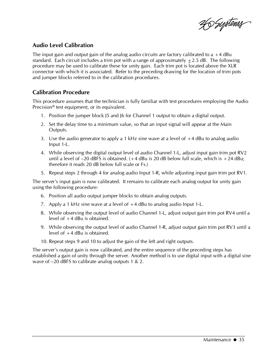 360 Systems 2470SD Time Delay User Manual | Page 35 / 53
