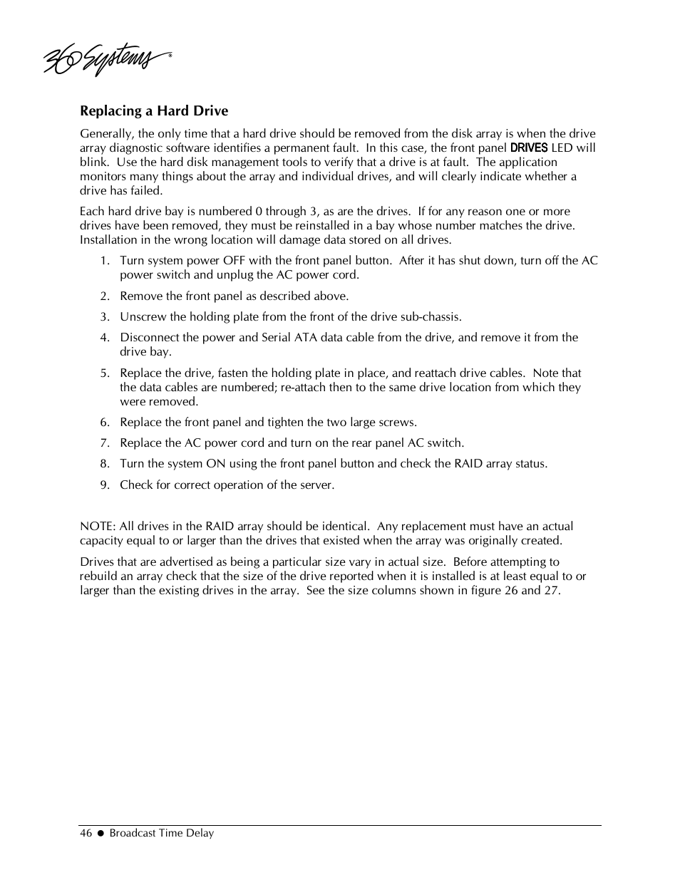 360 Systems 2470SD Time Delay User Manual | Page 46 / 53