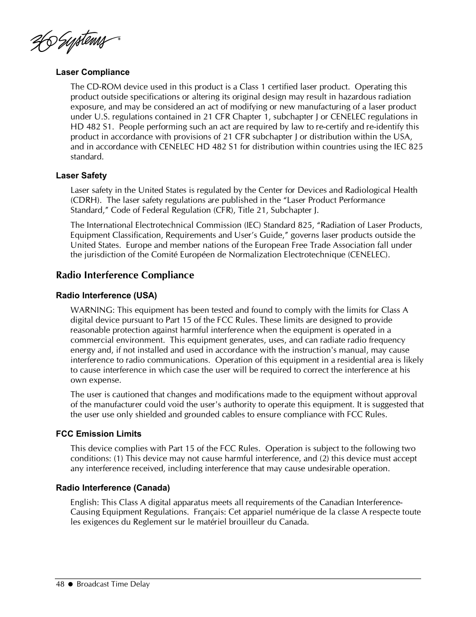 360 Systems 2470SD Time Delay User Manual | Page 48 / 53