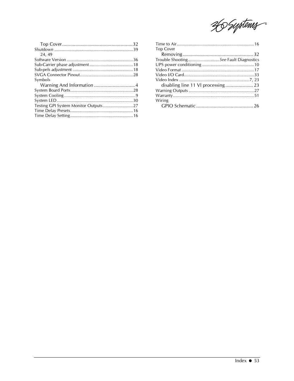 360 Systems 2470SD Time Delay User Manual | Page 53 / 53