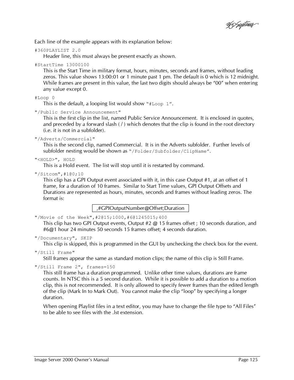 360 Systems Image Server 2000 User Manual | Page 125 / 135