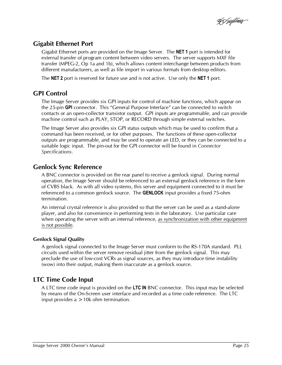 360 Systems Image Server 2000 User Manual | Page 25 / 135