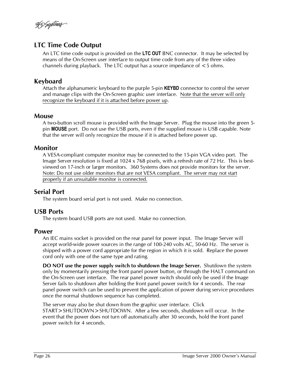 360 Systems Image Server 2000 User Manual | Page 26 / 135