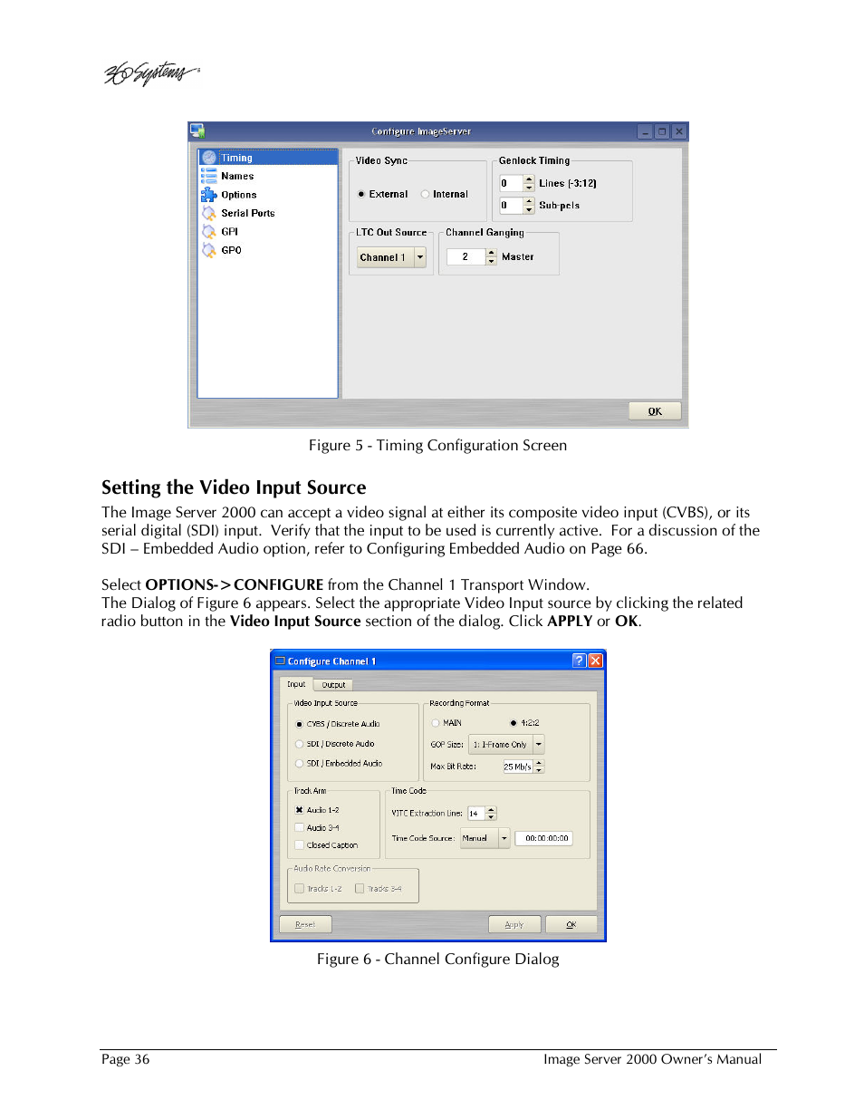 Setting the video input source | 360 Systems Image Server 2000 User Manual | Page 36 / 135