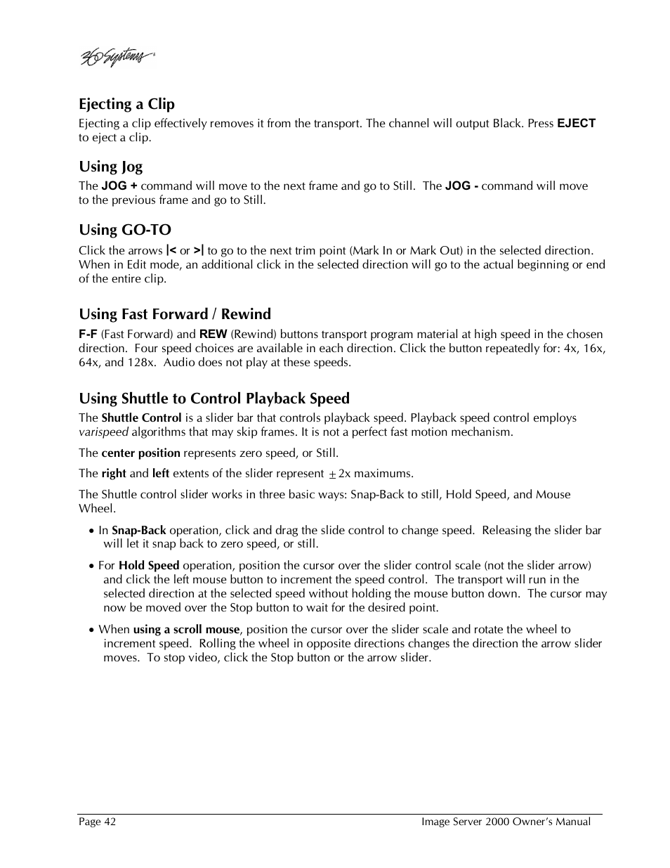 360 Systems Image Server 2000 User Manual | Page 42 / 135