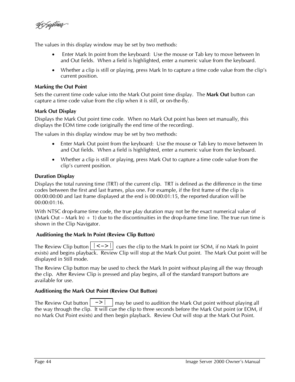 360 Systems Image Server 2000 User Manual | Page 44 / 135