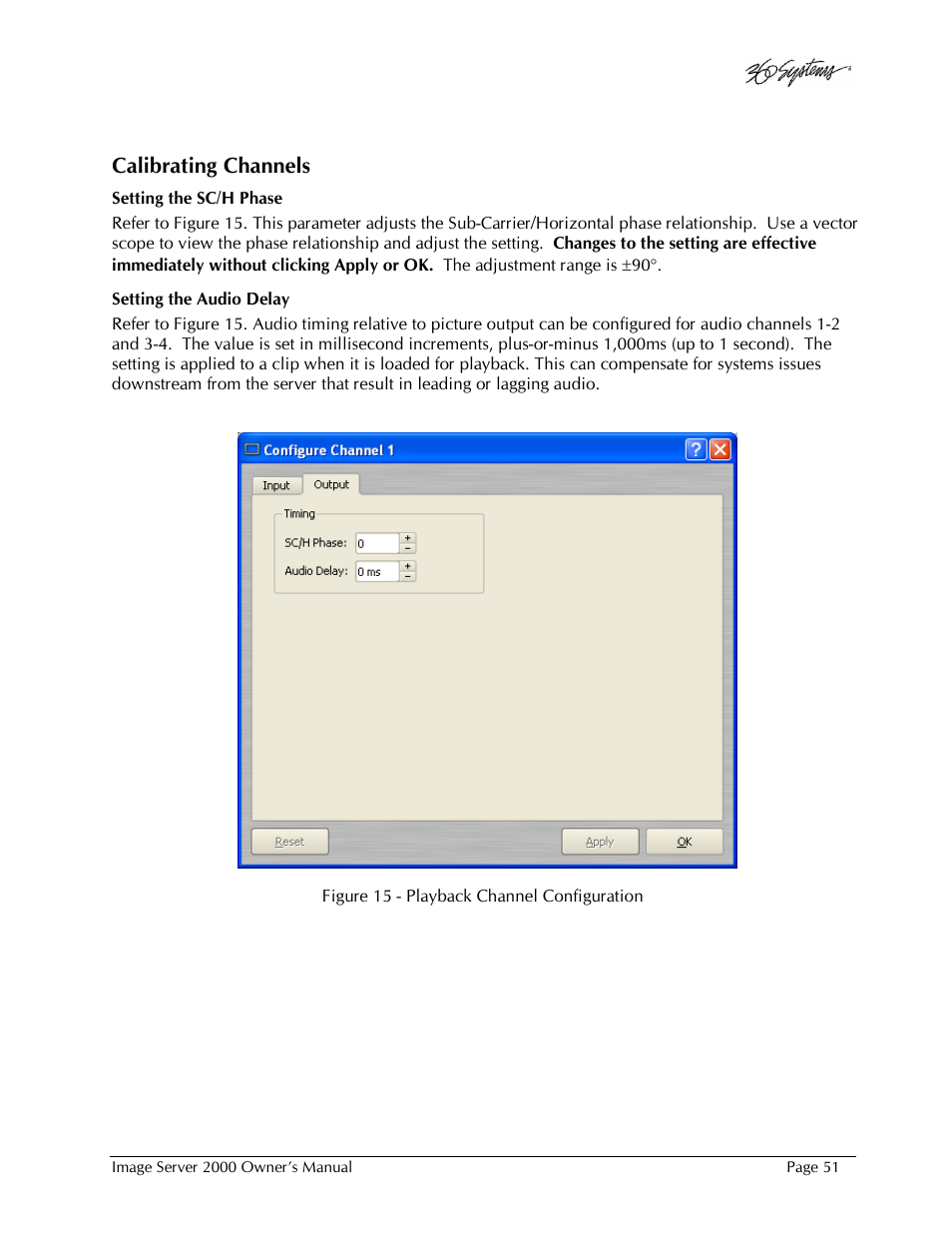 Calibrating channels | 360 Systems Image Server 2000 User Manual | Page 51 / 135