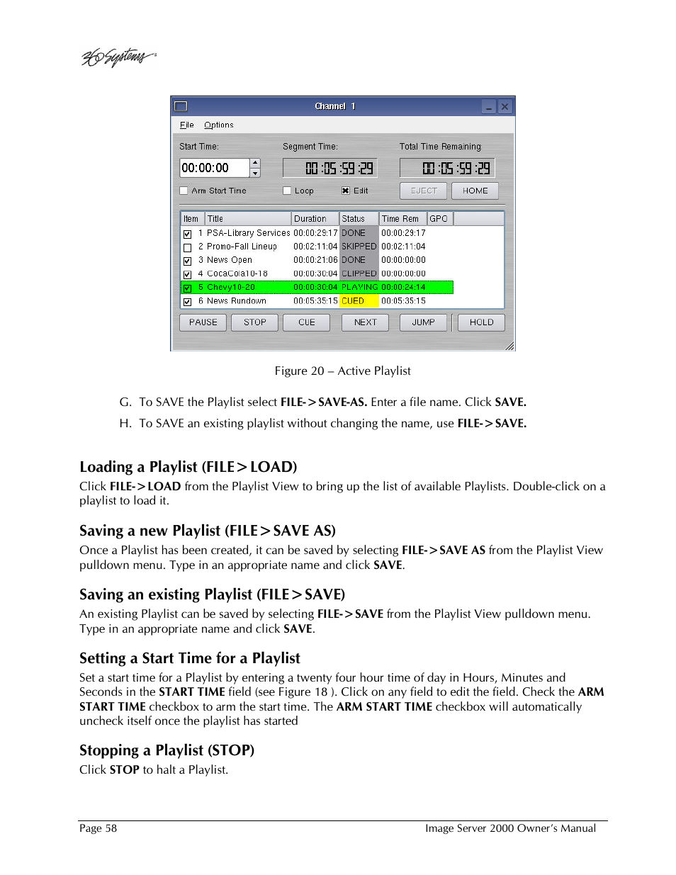 360 Systems Image Server 2000 User Manual | Page 58 / 135