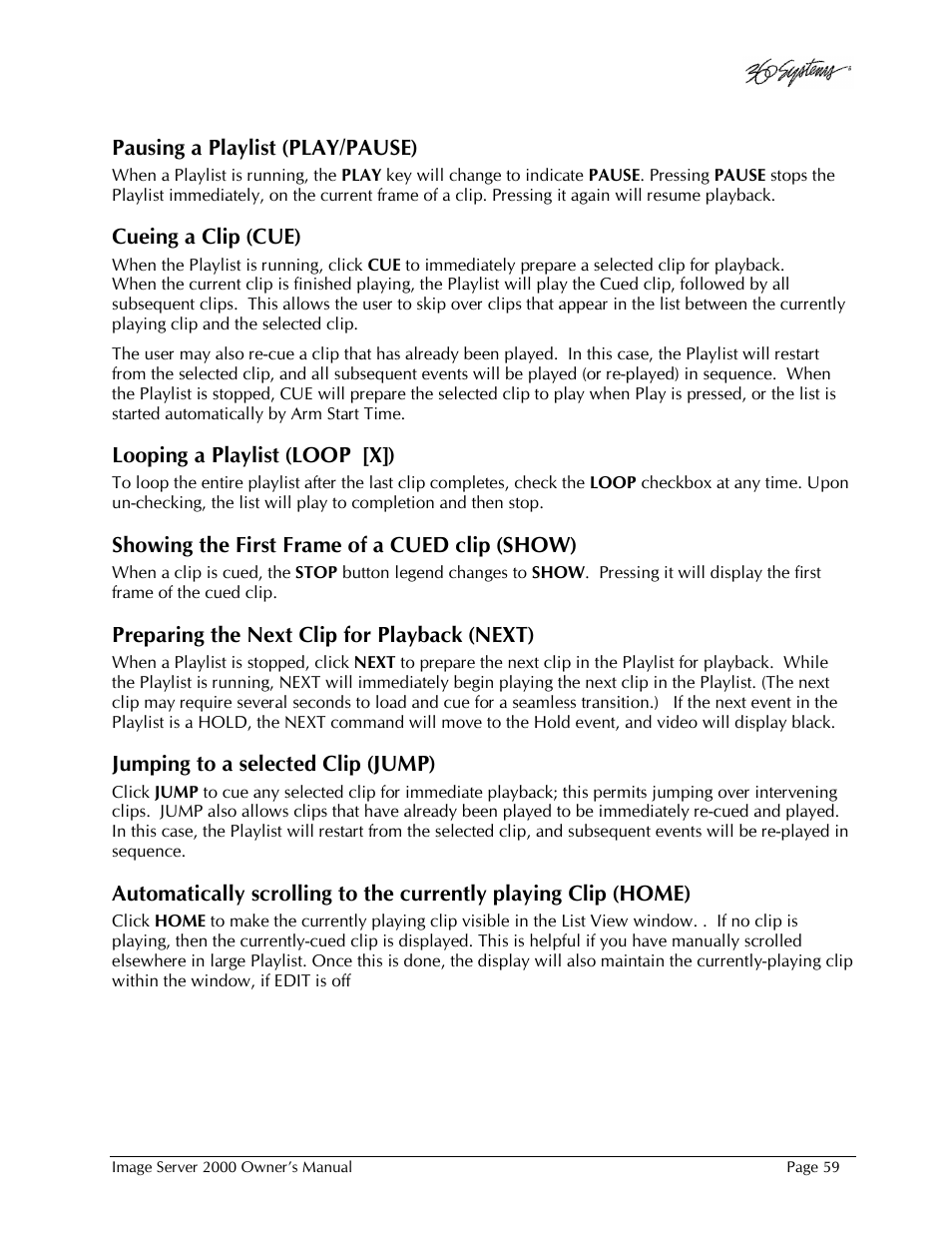 360 Systems Image Server 2000 User Manual | Page 59 / 135