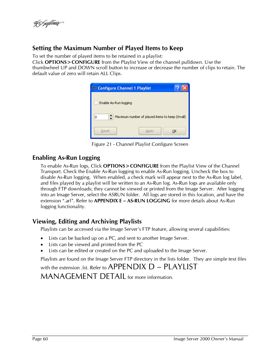 Appendix d – playlist management detail | 360 Systems Image Server 2000 User Manual | Page 60 / 135