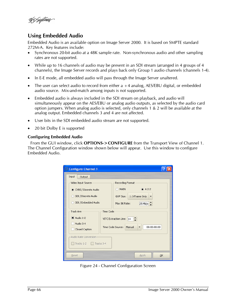 Using embedded audio | 360 Systems Image Server 2000 User Manual | Page 66 / 135
