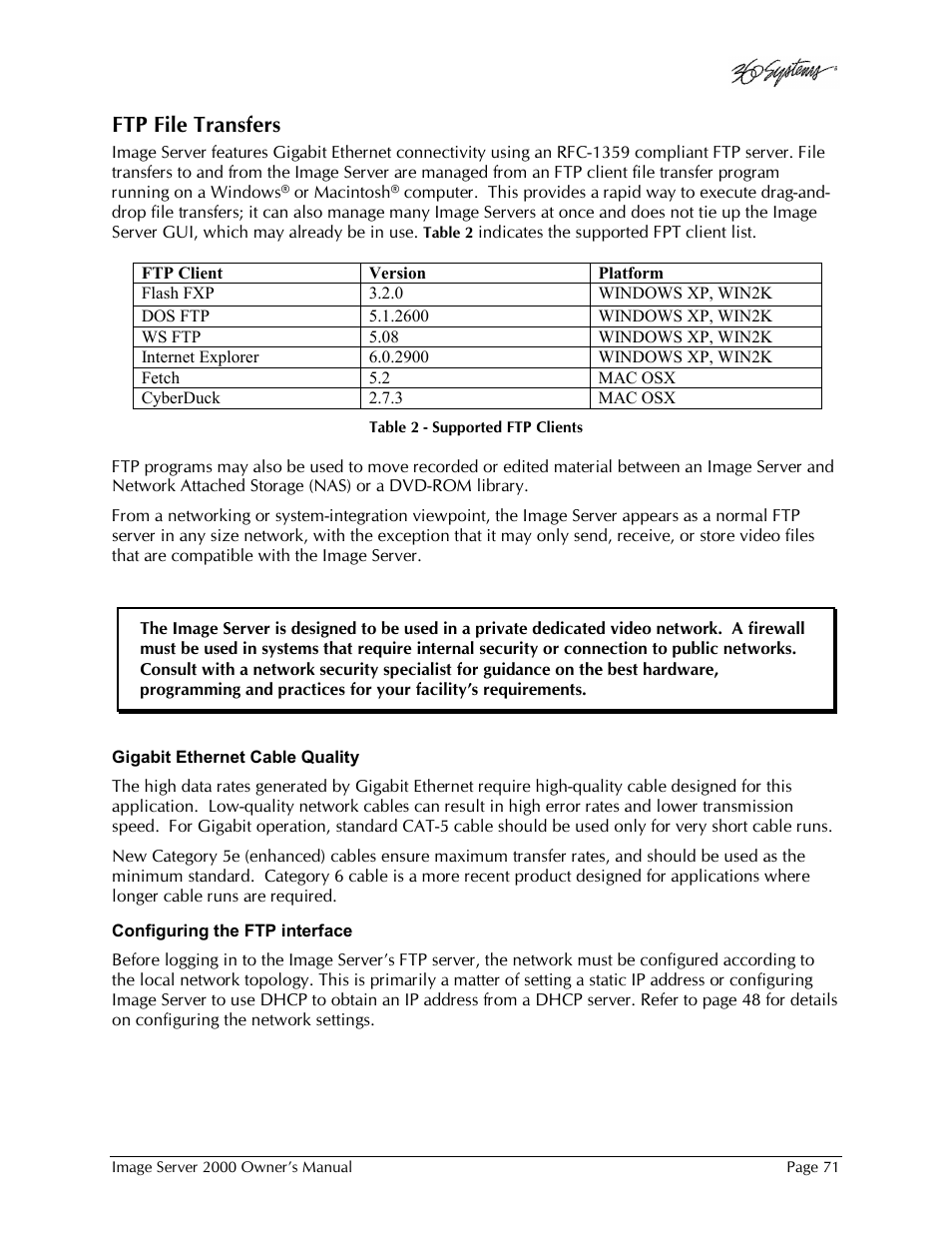 Ftp file transfers | 360 Systems Image Server 2000 User Manual | Page 71 / 135