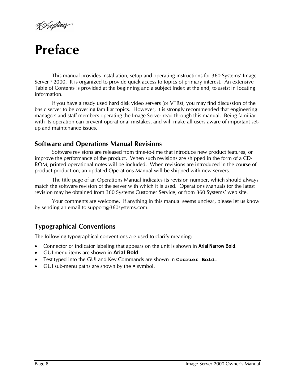 Preface | 360 Systems Image Server 2000 User Manual | Page 8 / 135