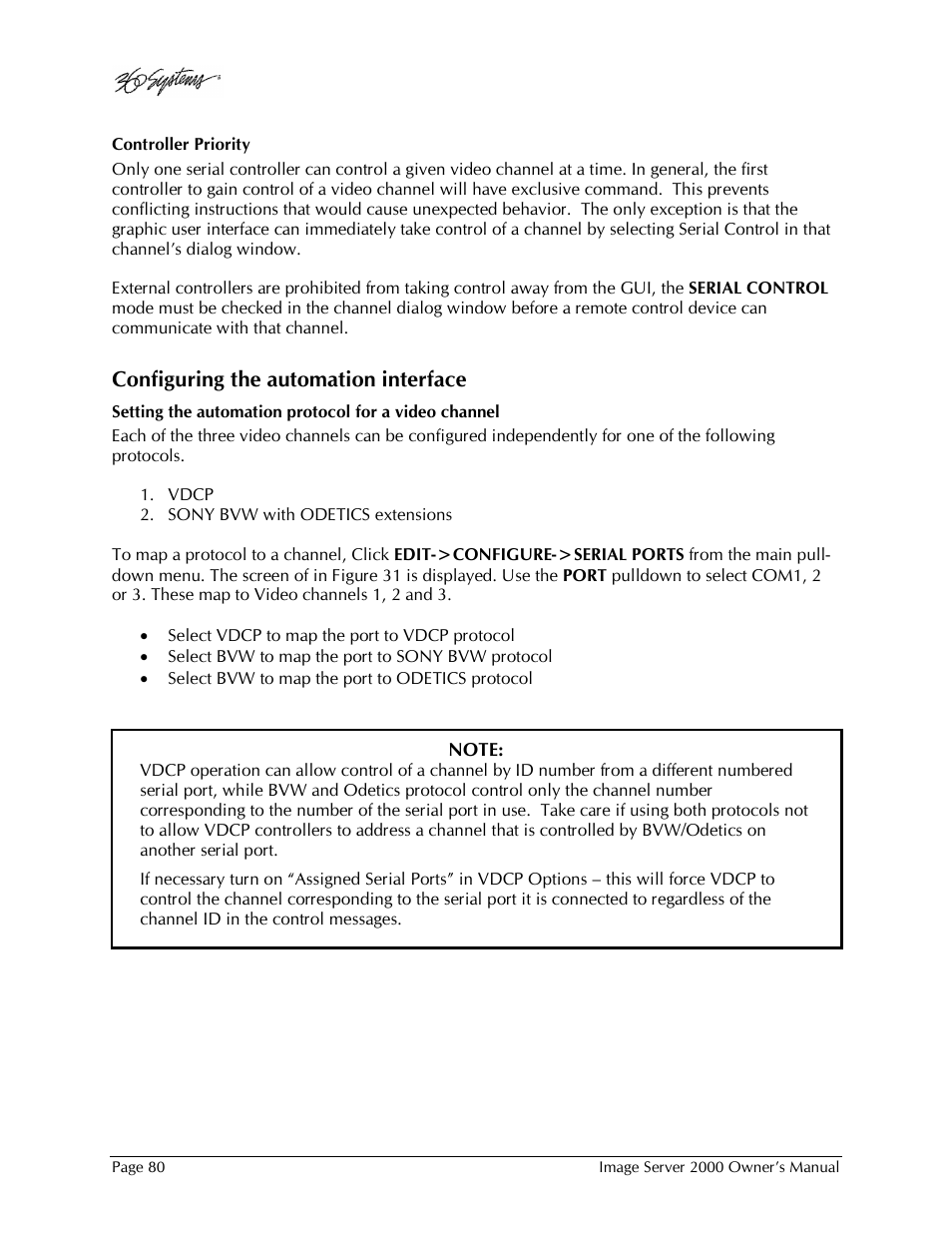 Configuring the automation interface | 360 Systems Image Server 2000 User Manual | Page 80 / 135