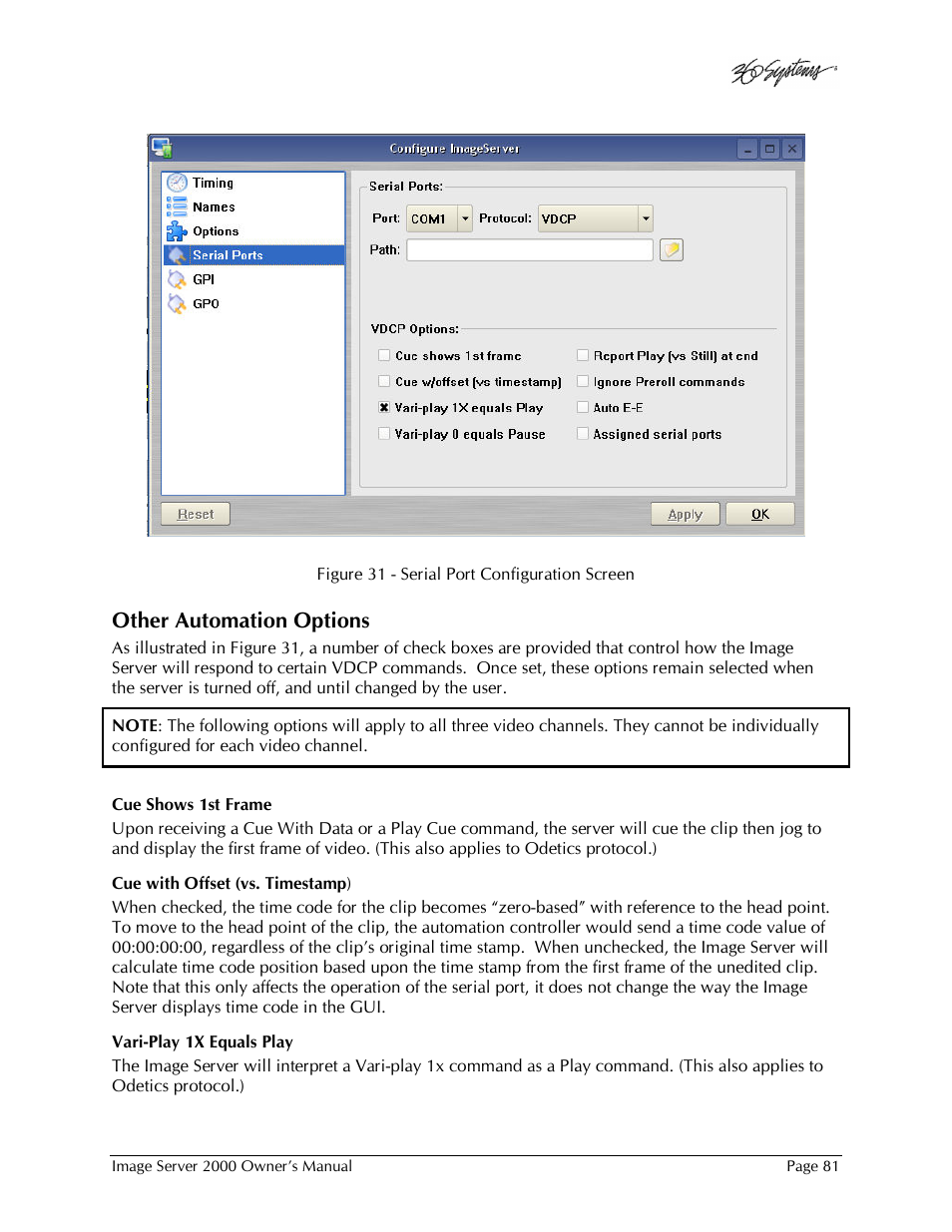 Other automation options | 360 Systems Image Server 2000 User Manual | Page 81 / 135