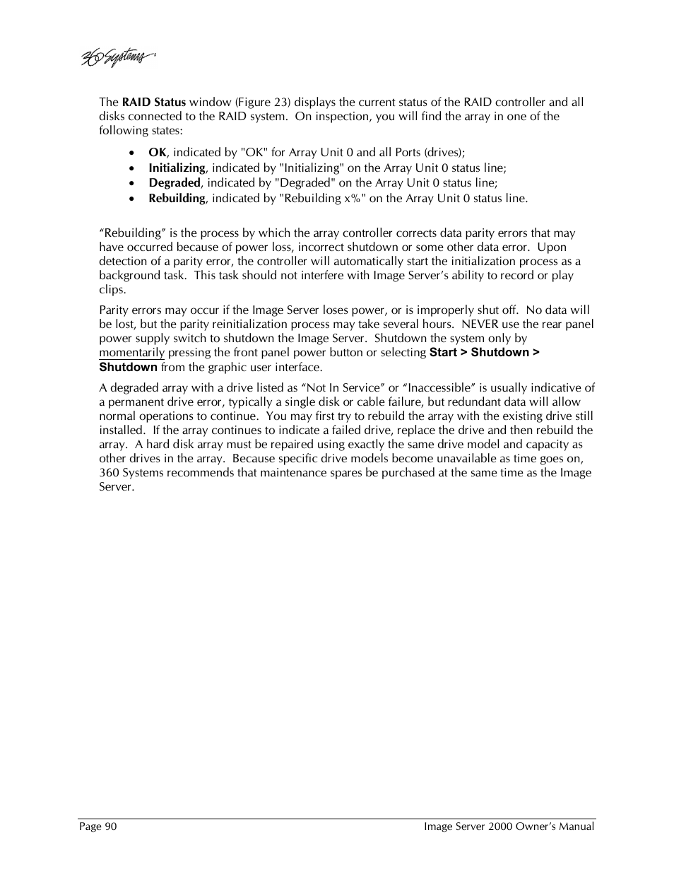 360 Systems Image Server 2000 User Manual | Page 90 / 135