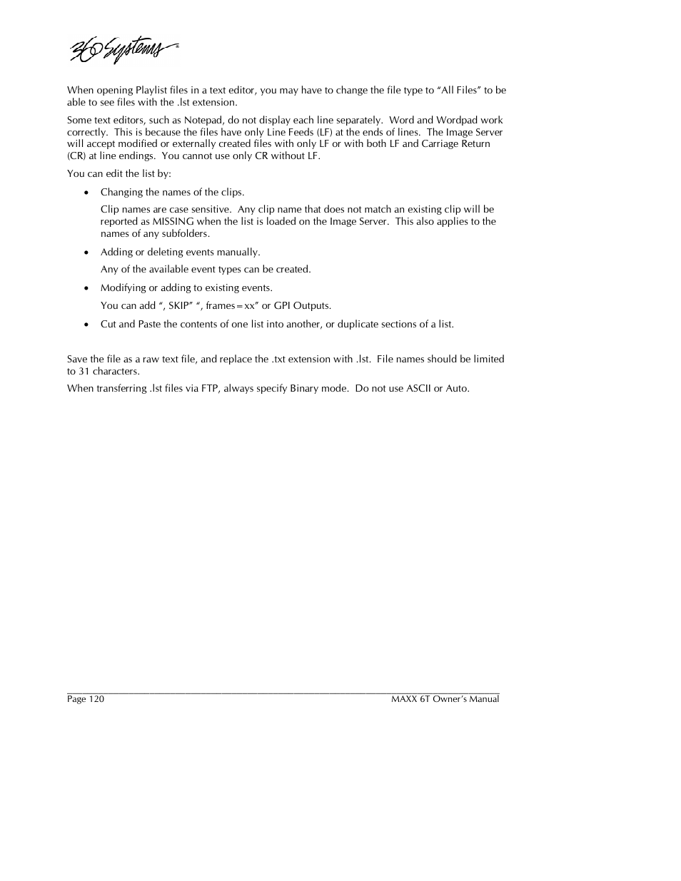 360 Systems MAXX-6T User Manual | Page 120 / 142